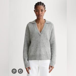 Everlane Oversized Polo in Alpaca - Heather Stone Grey Small